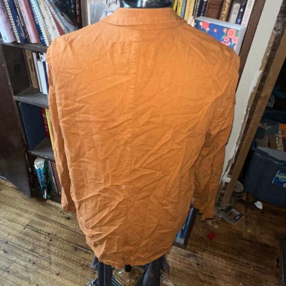 Old Navy linen blend elevated basics minimalist L orange jacket - Picture 2 of 4